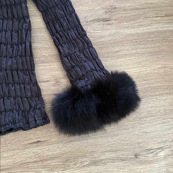 Black Textured Jacket with Fur Trim - Picture 3 of 4